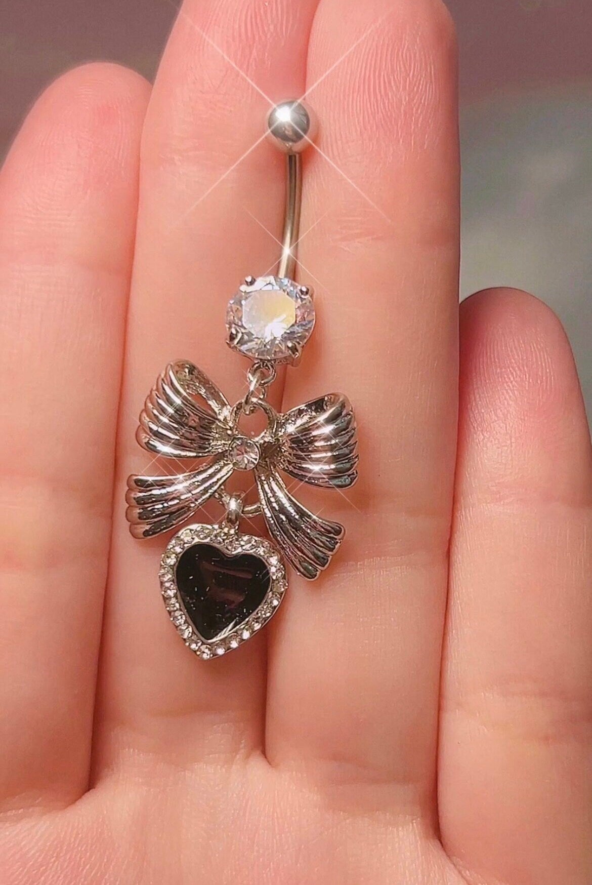 Dark Coquette Bow Belly Ring