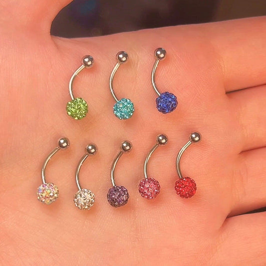 Minimal Sparkle Ball Belly Rings