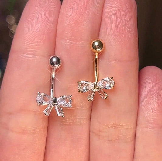 Coquette Dainty Bow Aesthetic Belly Button Ring