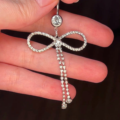 Rhinestone Bow Belly Button Ring