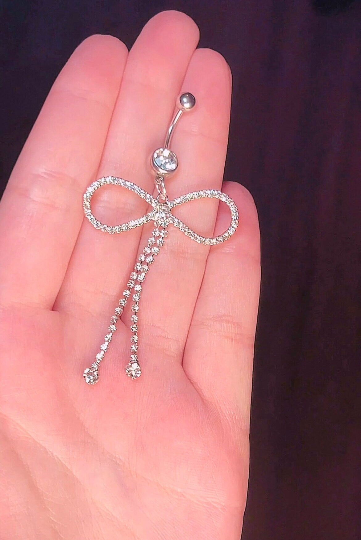 Rhinestone Bow Belly Button Ring