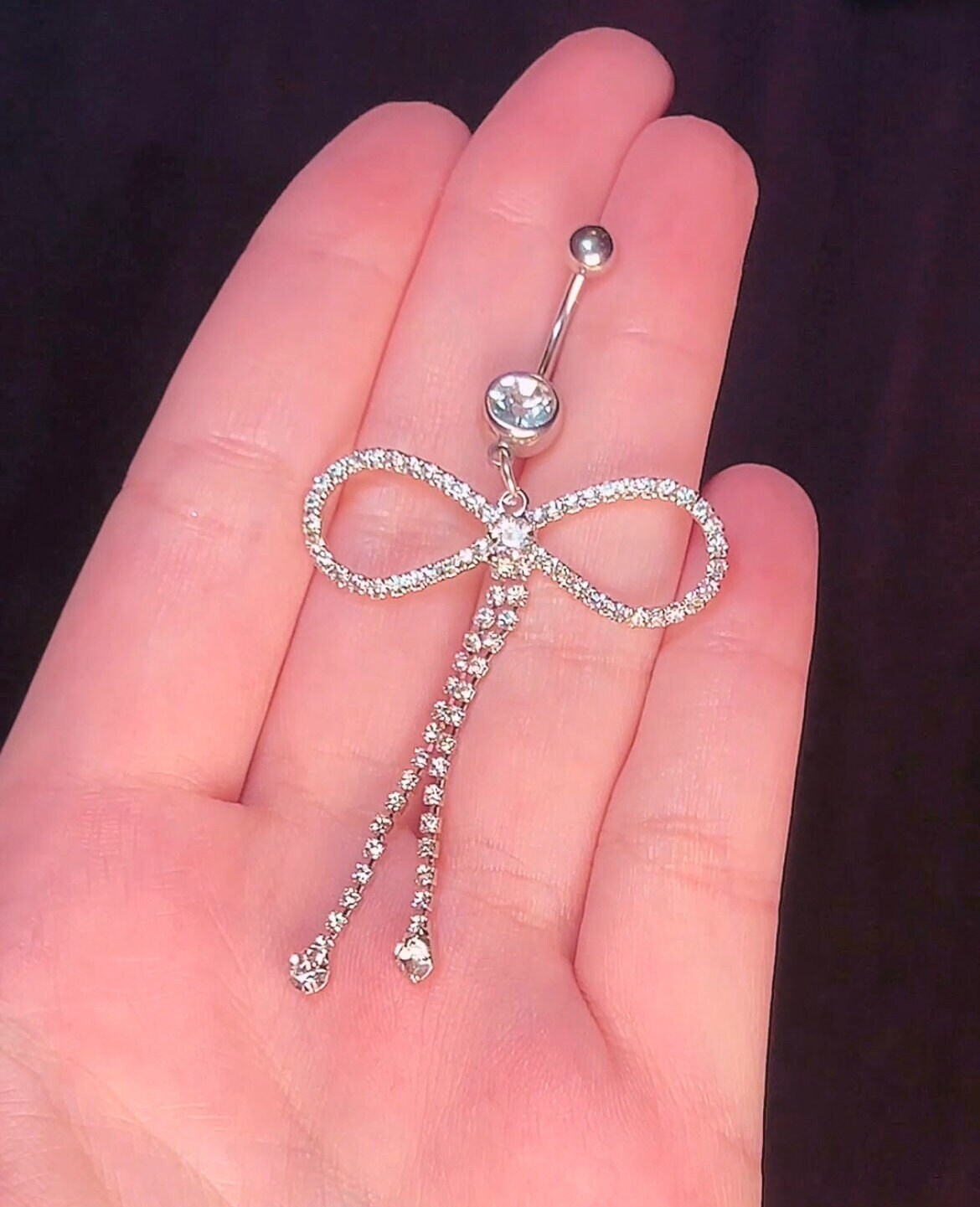 Rhinestone Bow Belly Button Ring