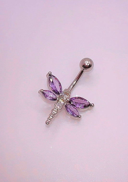 Purple Dragonfly Belly Ring