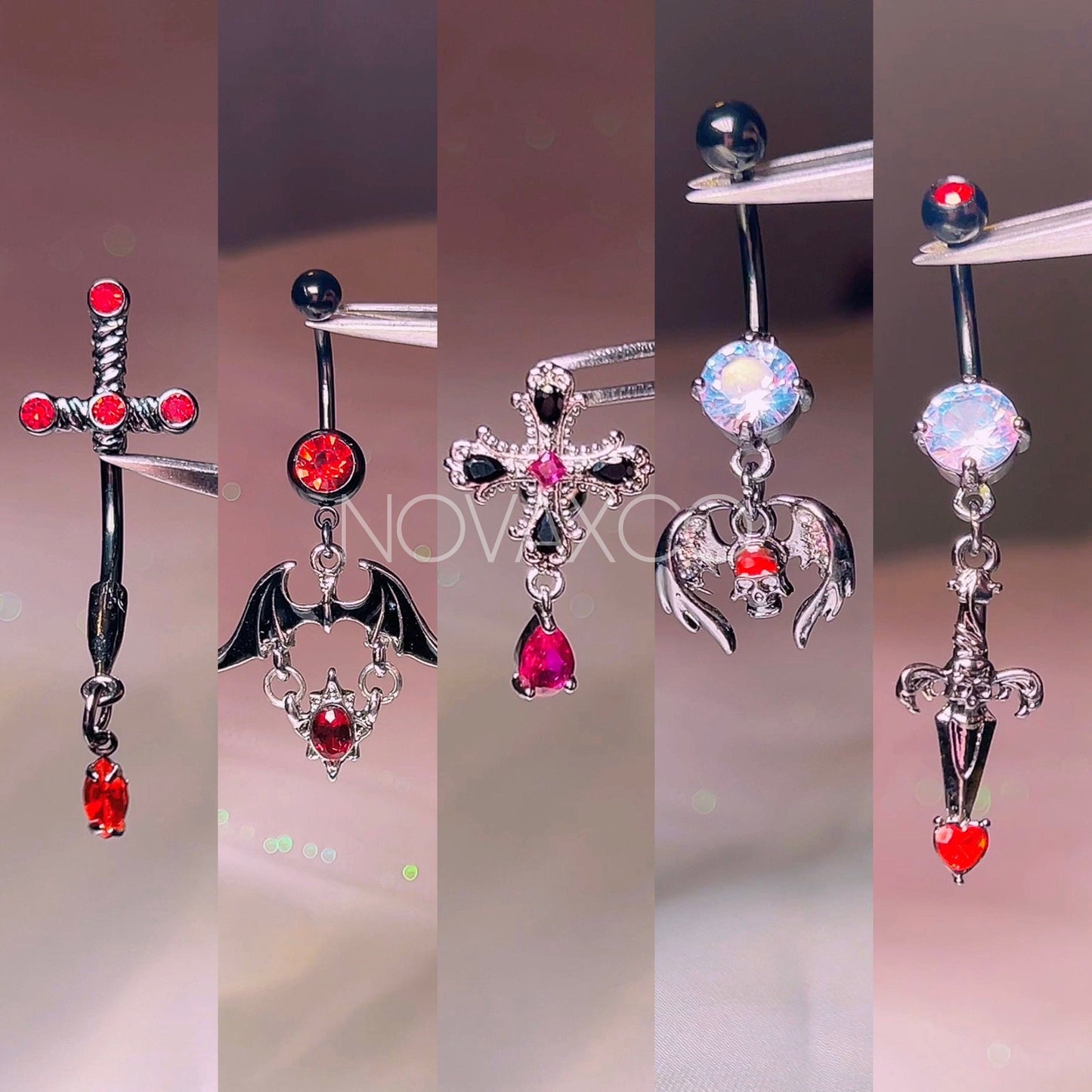 Top Drop Gothic Cross Belly Ring