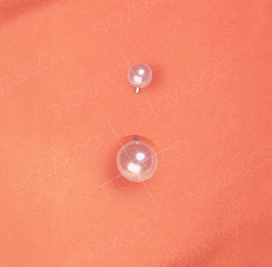 Pearl Minimal Belly Button Ring | Double End Belly Bar