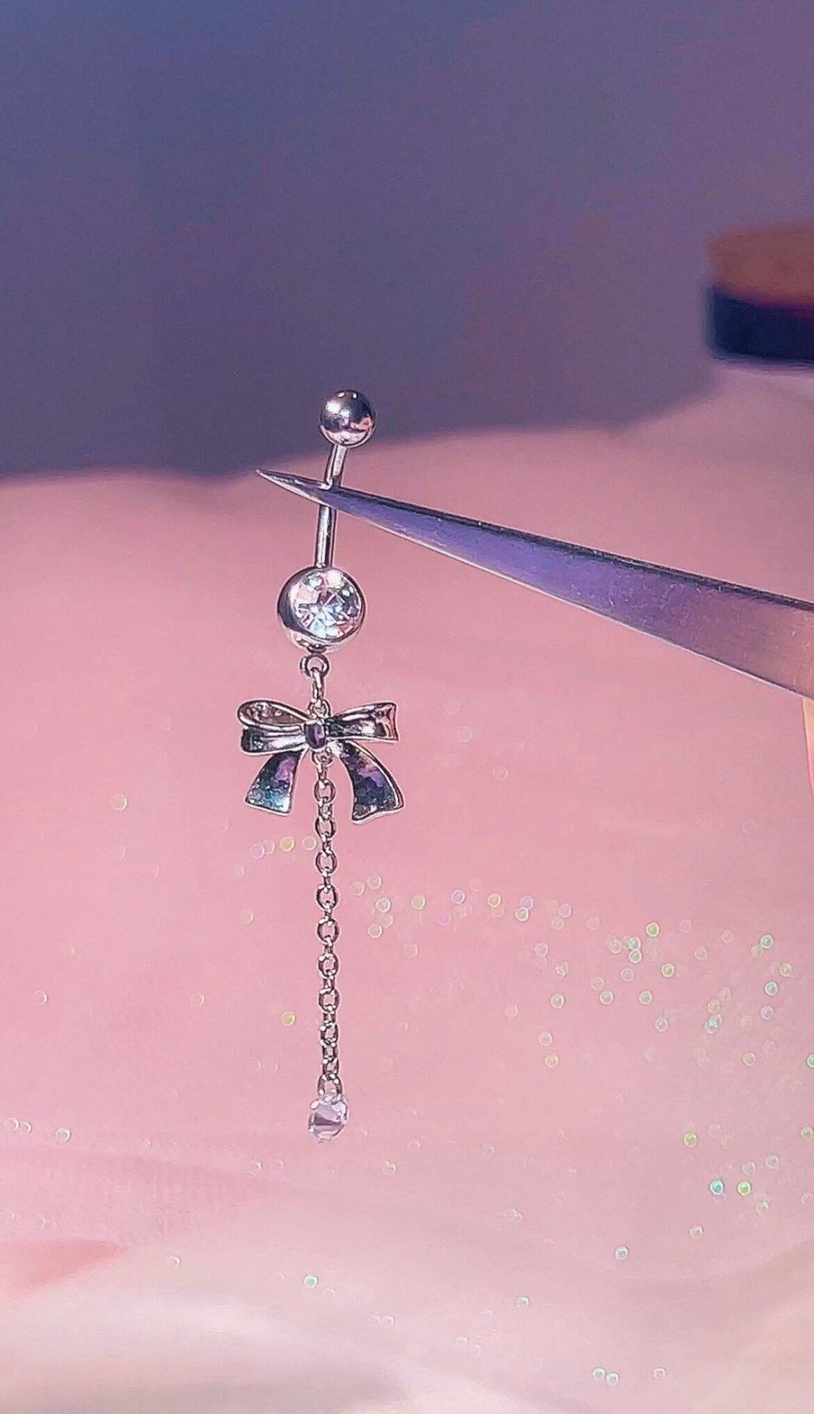 Chain Dangle Bow Belly Ring