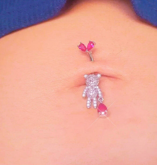 Teddy Bear Heart Belly Ring