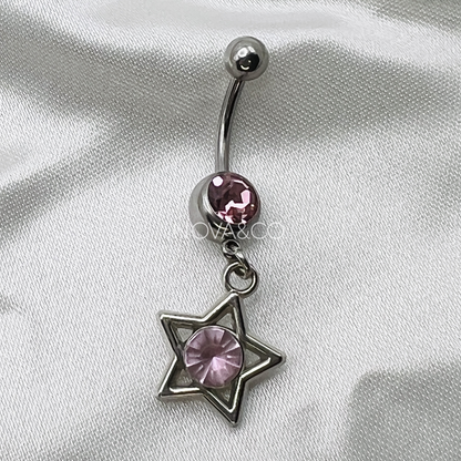 Pink Star Drop Belly Ring