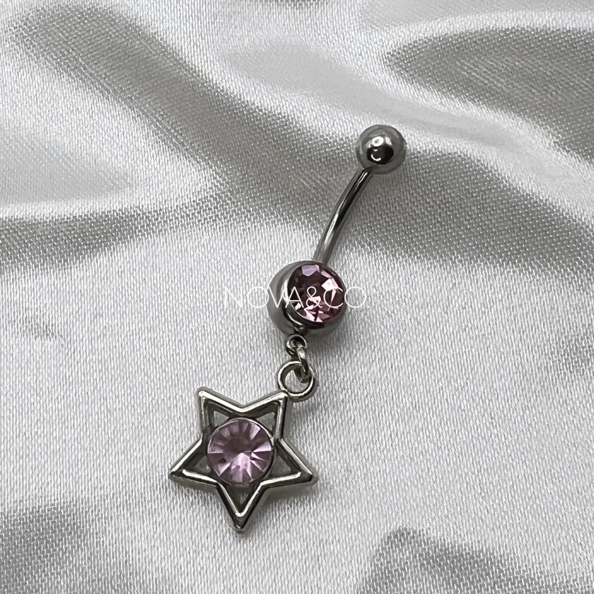 Pink Star Drop Belly Ring