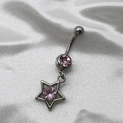 Pink Star Drop Belly Ring