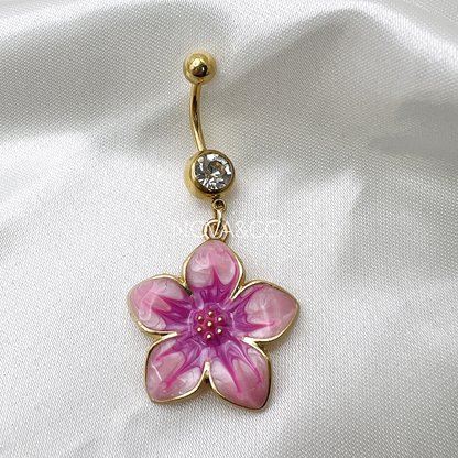 Hibiscus Flower Belly Ring
