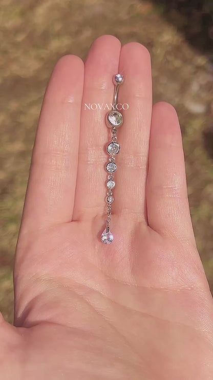Extra Long Teardrop Dangly Belly Button Ring