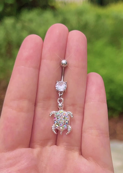 Opal Sea Turtle Belly Ring