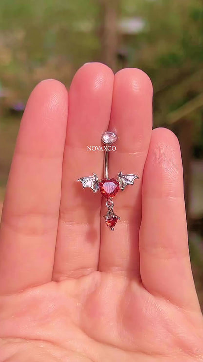 Bat Wing Heart Titanium Belly Button Ring