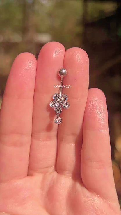 Dainty Flower Dangly Belly Button Ring