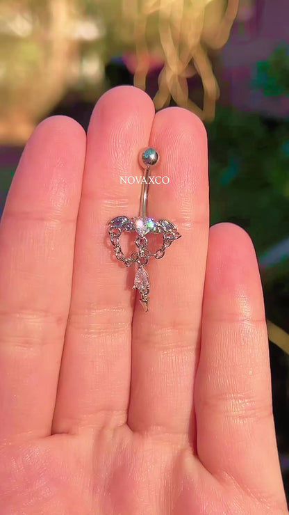 Y2K Angelic Chain Dangle Belly Ring