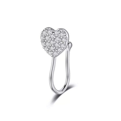 Full heart nose cuff in silver 