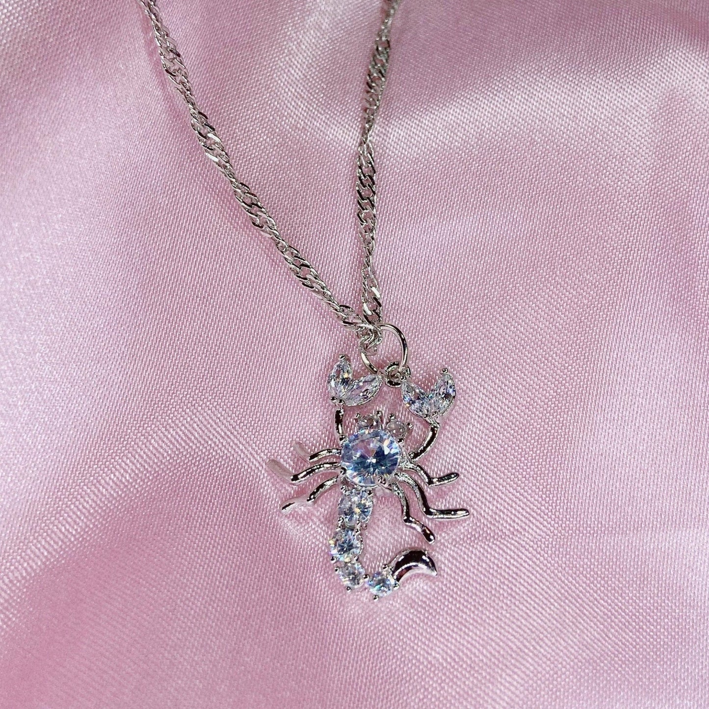 silver scorpion charm necklace 