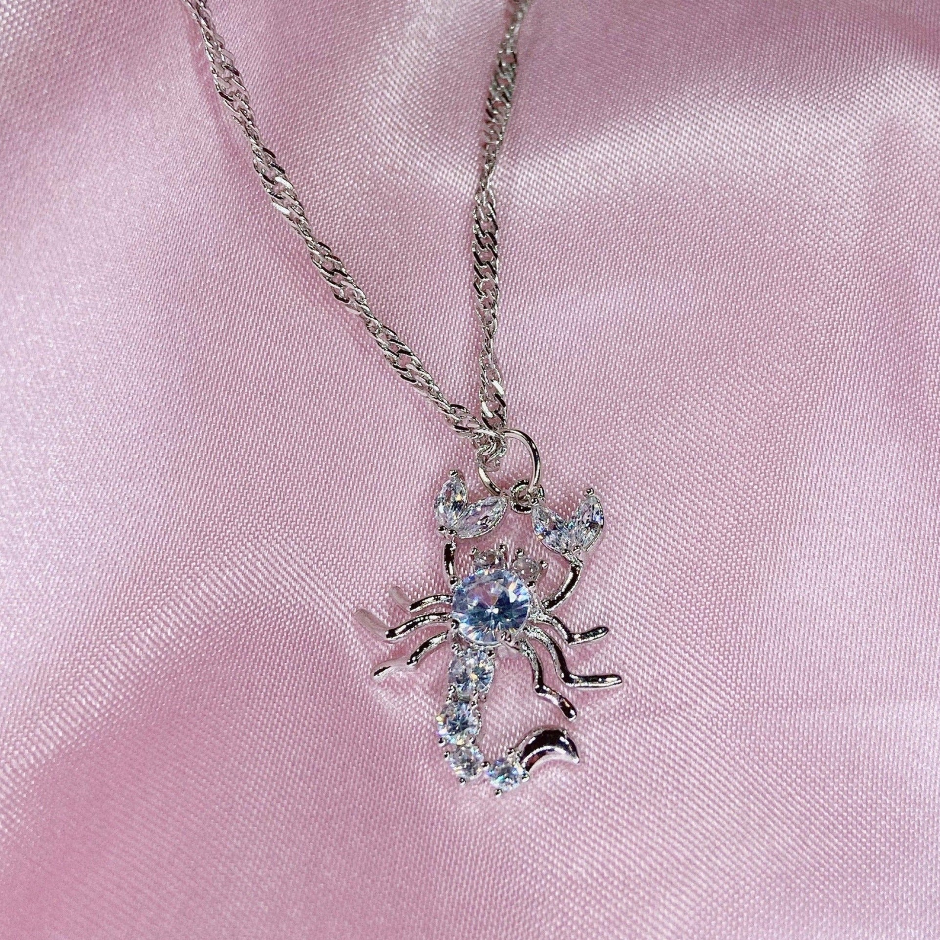silver scorpion charm necklace 