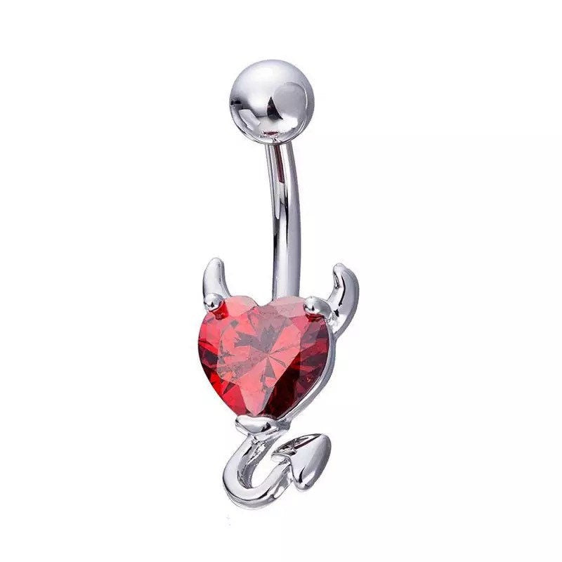 red devil heart belly ring