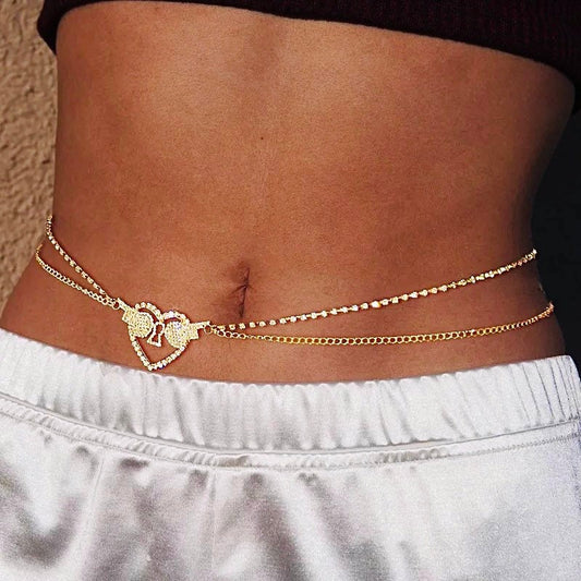 Angel heart belly chain with charm