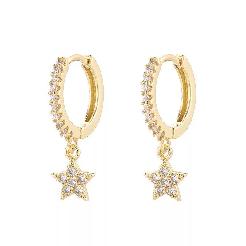 hold hoop style earring with star charm dangle