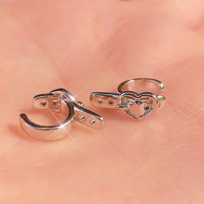 set of two heart buckle ear cuffs