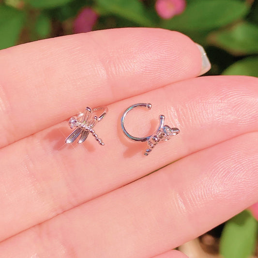 dainty dragonfly ear cuff set